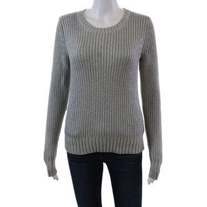 DKNY Jeans Womens Long Sleeves Crew Neck Sweater Gray Silver Cotton Size Medium